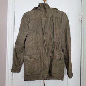 MANGO Olive Green Military Jacket + Faux Fur Vest